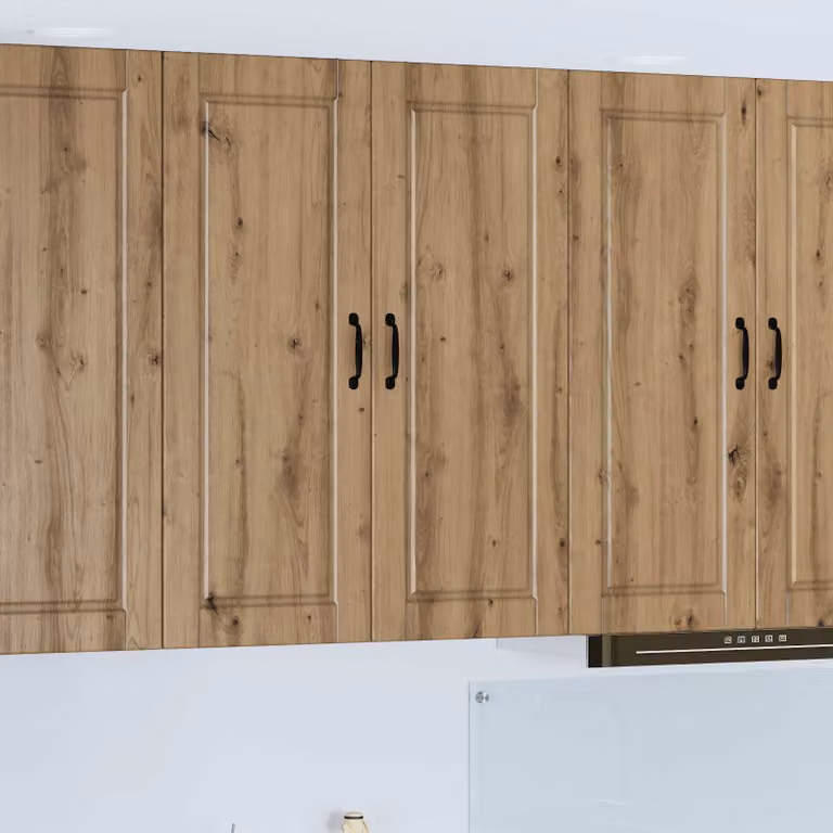 Armadietto a muro vidaXL PORTO in legno rovere marrone per cucina con ante a battente, L 80 cm x P 31 cm x H 100 cm
