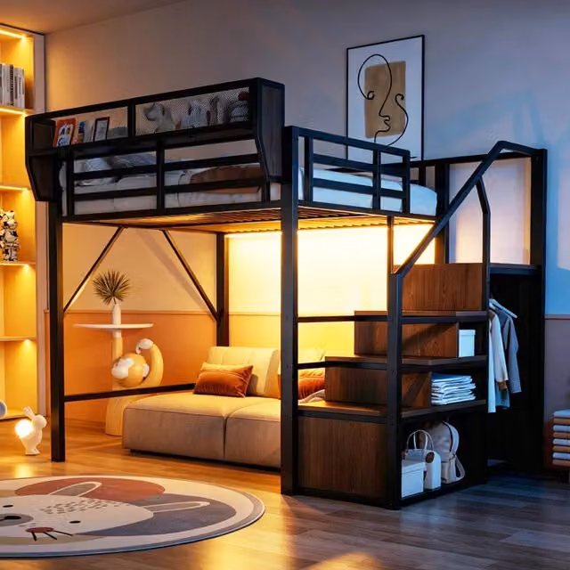 letto a castello metallo nero 140 x 200 cm