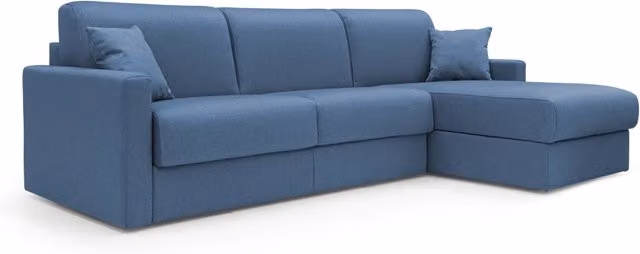 Divani.Store Chris Divano letto angolare 5 posti in tessuto impermeabile blu Destro L/P/H: 268 x 170 x 140 cm (materasso 140x190 cm)