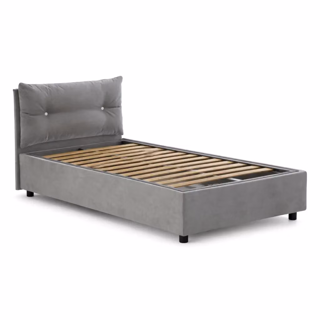 Letto singolo contenitore Amaro di Talamo Italia con rivestimento in tessuto grigio, adatto per materasso 80x190 cm – 2