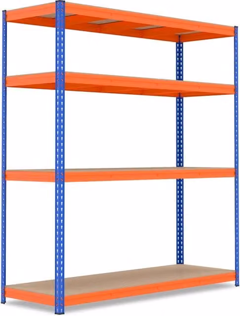 Scaffale in metallo multicolore con 4 ripiani regolabili, organizzatore per deposito pesante con Larghezza: 181 cm