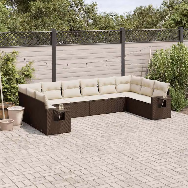 vidaXL Set Divani da Giardino Moderno in Polyrattan Marrone con Cuscini Imbottiti e Rivestimenti Rimovibili