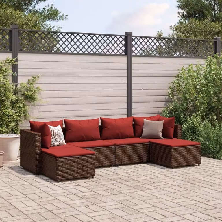 Maison Exclusive - Set da giardino 6 pezzi con cuscini Marrone Poly Rattan