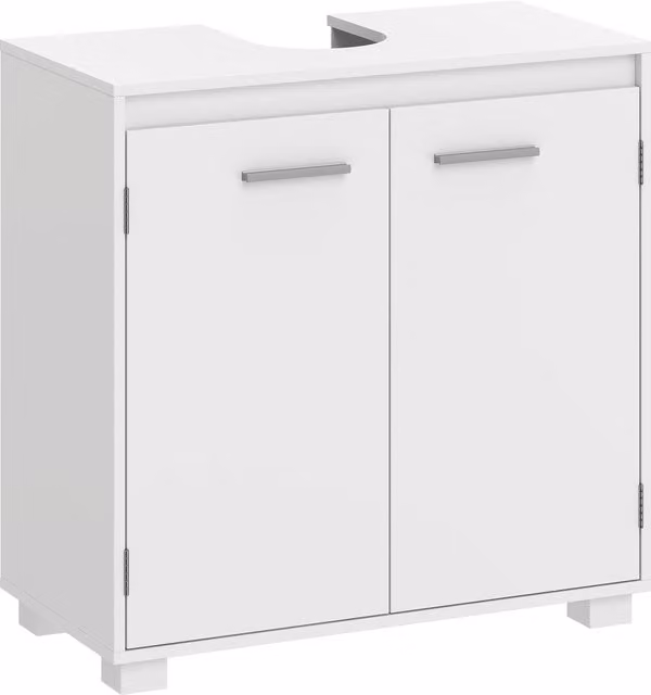 Mobile sottolavabo HOMCOM bianco con rientranza a U e ripiano regolabile per bagno – 1