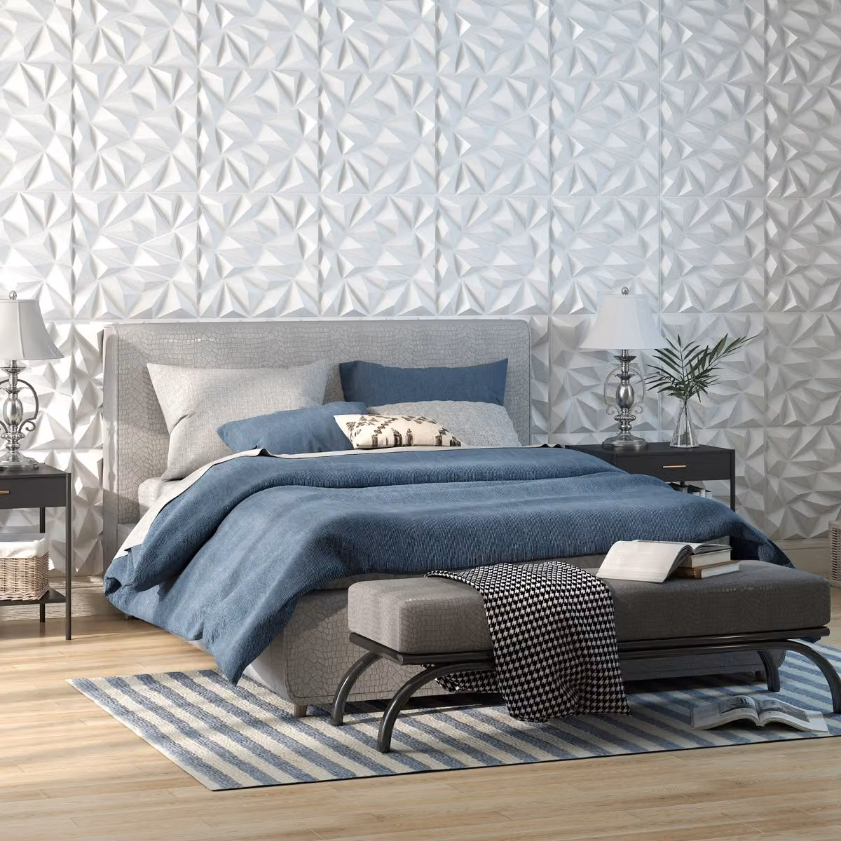 Costway Confezione da 40 pannelli murali 3D in PVC adesivi bianchi per pittura e fai-da-te