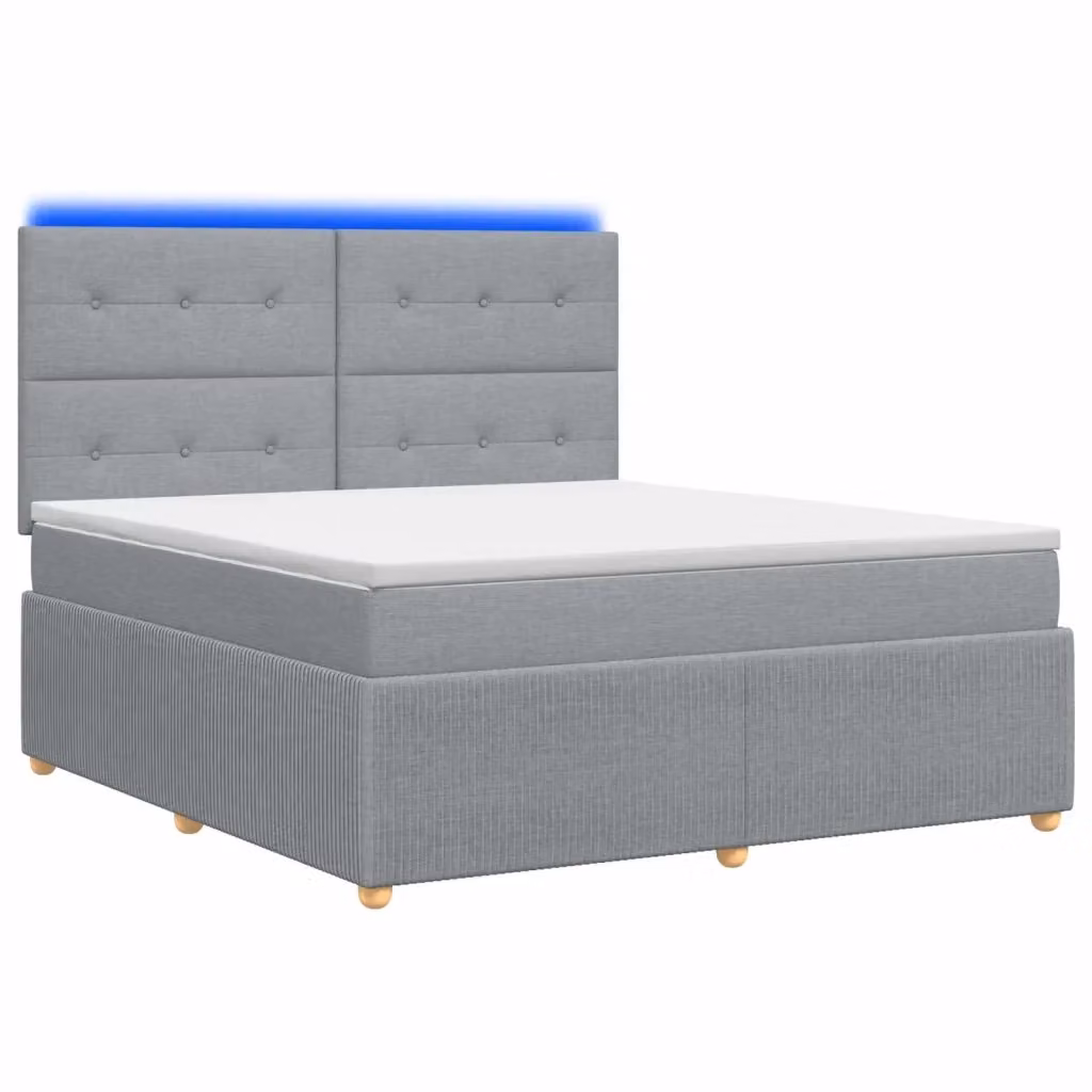 Letto Box Spring vidaXL con Materasso Ibrido e Illuminazione LED, Porta USB e Base Sollevabile, Grigio e Bianco, L/P: 160 x 200 cm – 2