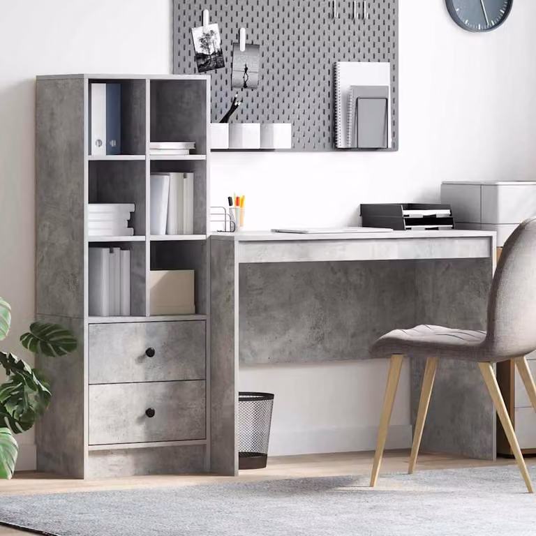 Maison Exclusive - Scrivania con cassetto 2 pcs Grigio cemento