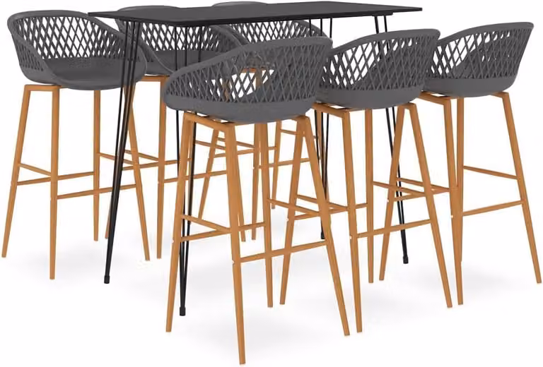Set da bar da 7 pezzi in nero e grigio
