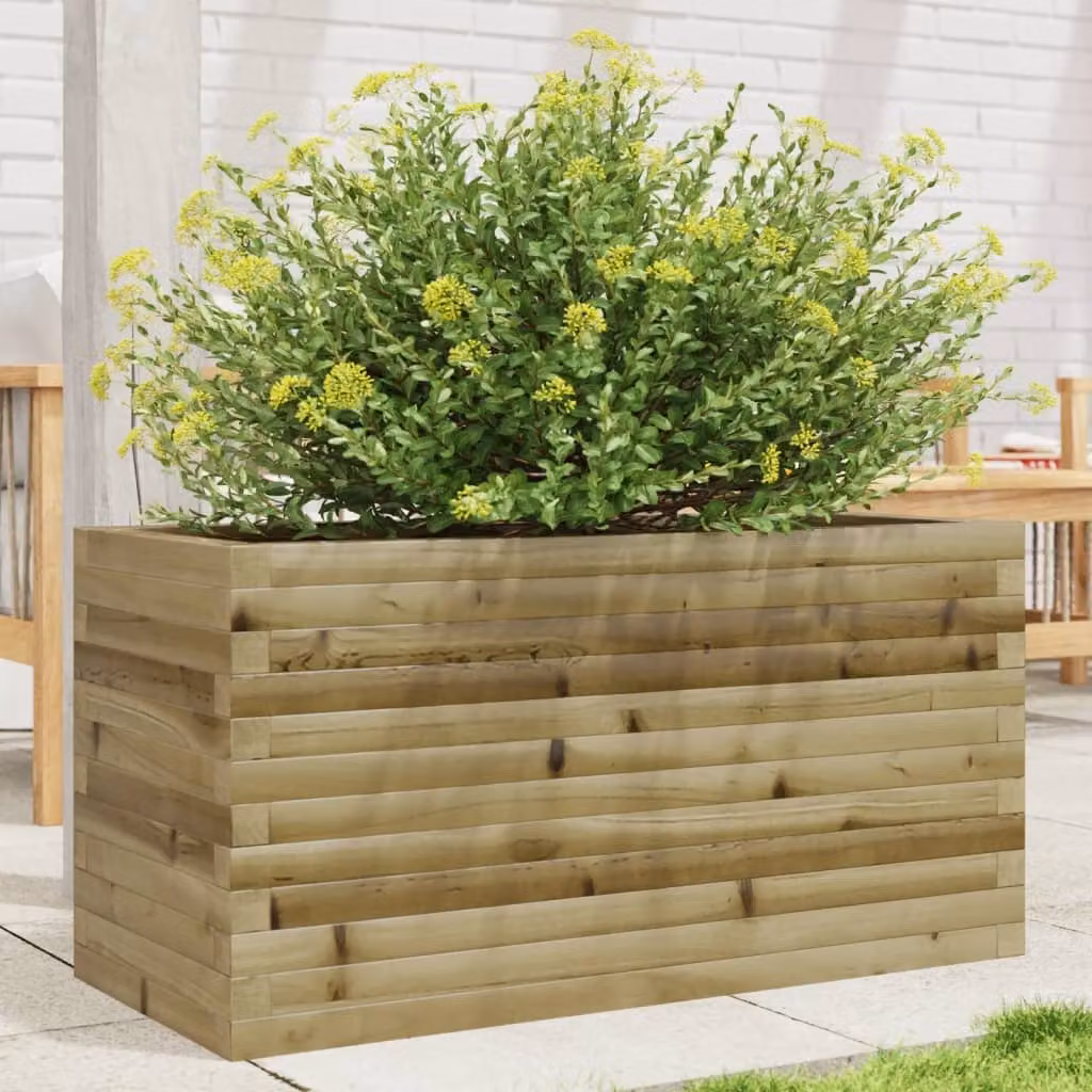 Fioriera da giardino vidaXL in legno di pino marrone L: 90 cm, P: 40 cm, H: 45,5 cm