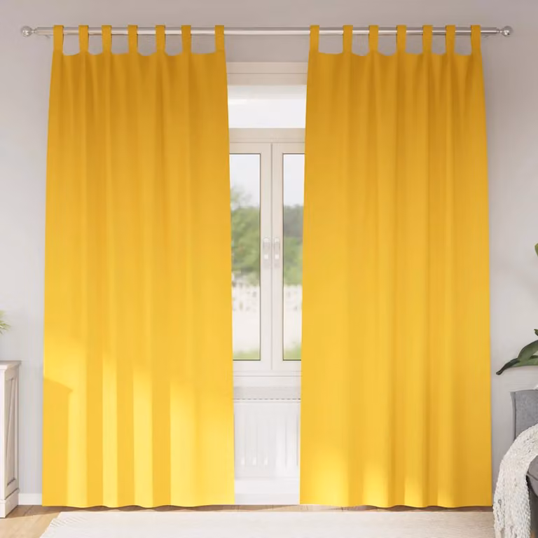 Set di 2 tende blackout vidaXL con anelli, colore giallo, H 260 x L 140 cm