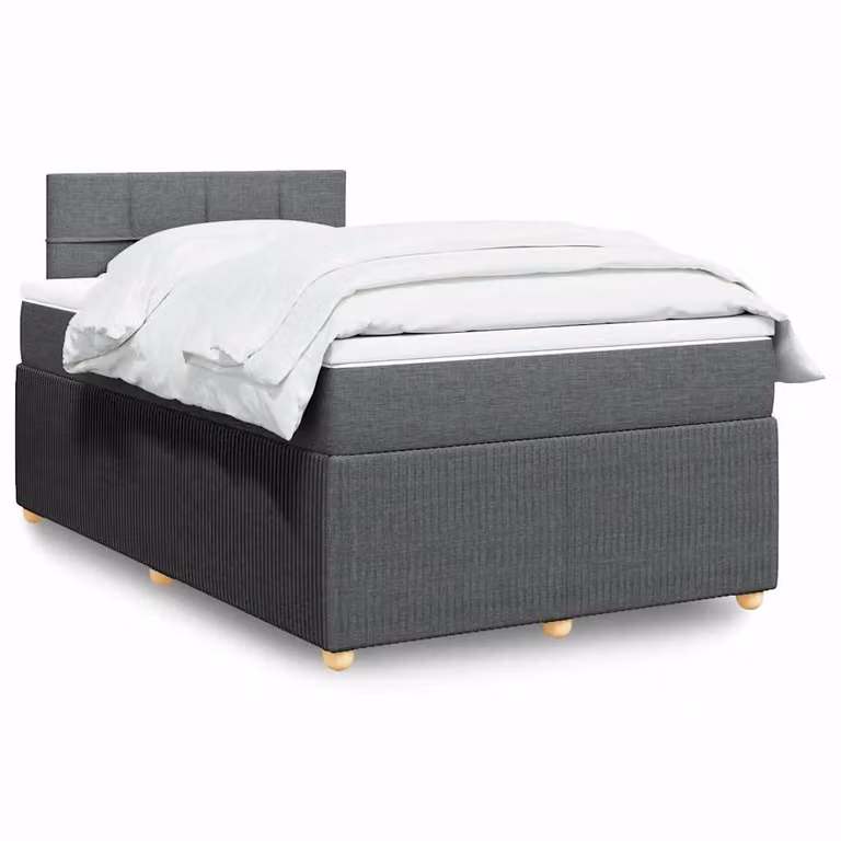vidaXL Giroletto a Molle Ibrido con Materasso in Tessuto Grigio e Bianco L/P/H: 200 x 120 x 76,5 cm