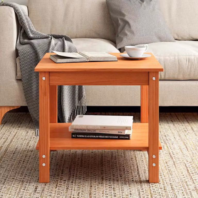 vidaXL Tavolino da salotto moderno in legno di pino color marrone L: 50 cm, P: 50 cm, H: 45 cm
