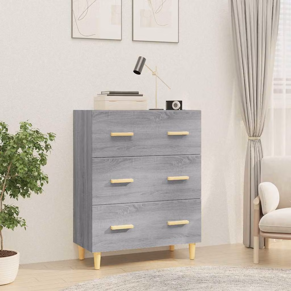 Credenza da parete vidaXL in legno MDF Grigio opaco L: 70 cm, P: 34 cm, H: 90 cm