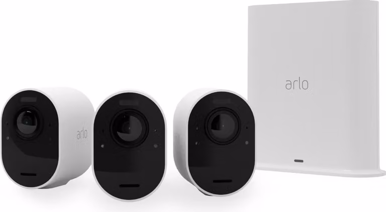 Arlo Ultra 2 - 3-Pack Wireless WiFi Surveillance Cameras - White - 4K - 6-Month Battery - 180° Field of View