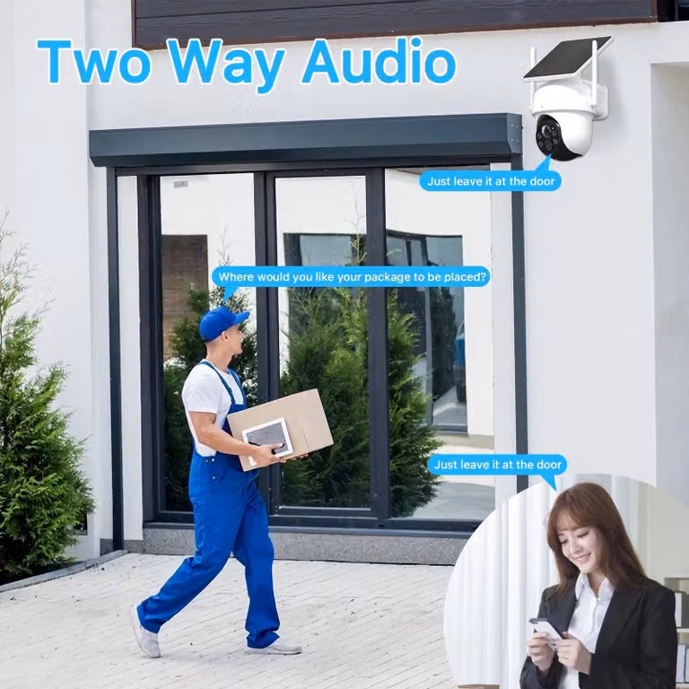 Telecamera di sicurezza - Sistema di videosorveglianza - Wireless - Per uso esterno - 2 unità - 2K Ultra HD - Con pannello solare