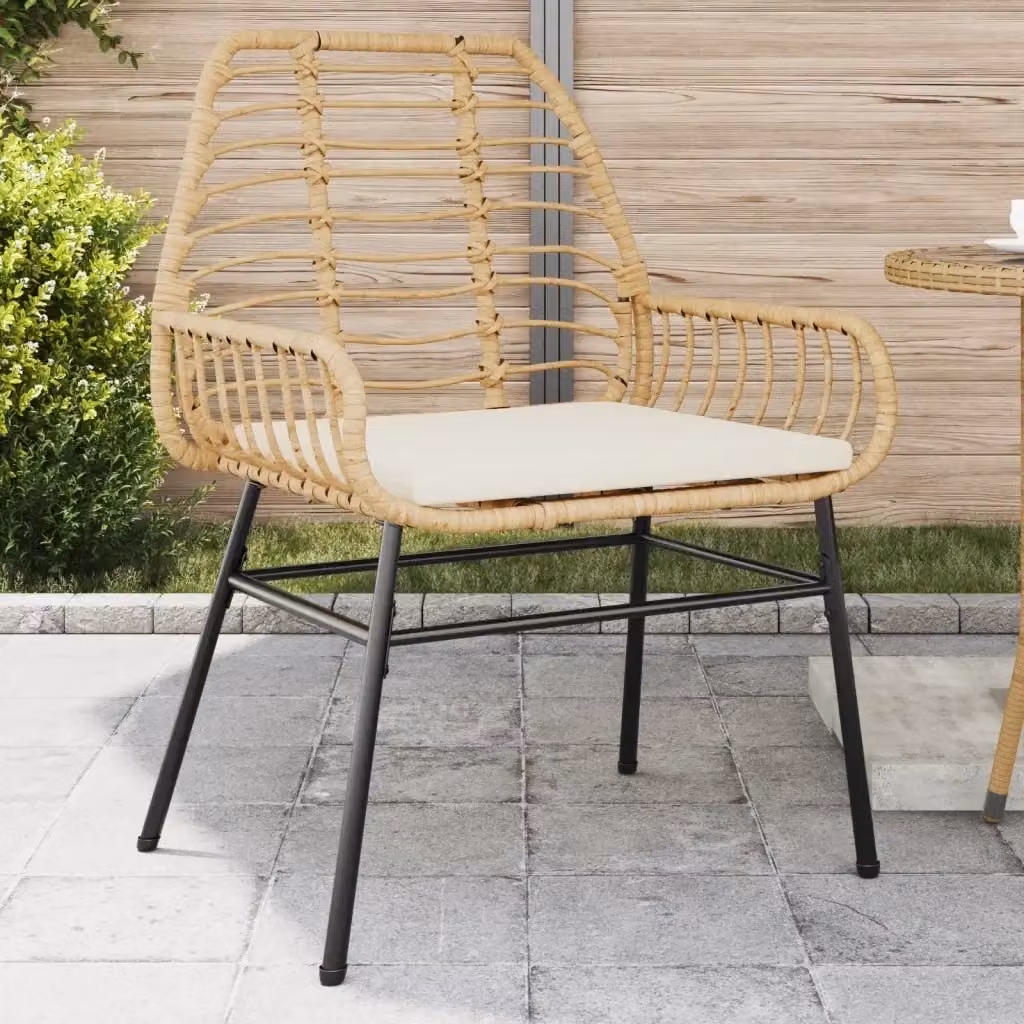 Set di 2 sedie da giardino moderne in polyrattan marrone con cuscini in tessuto resistente ai raggi UV e braccioli – 2