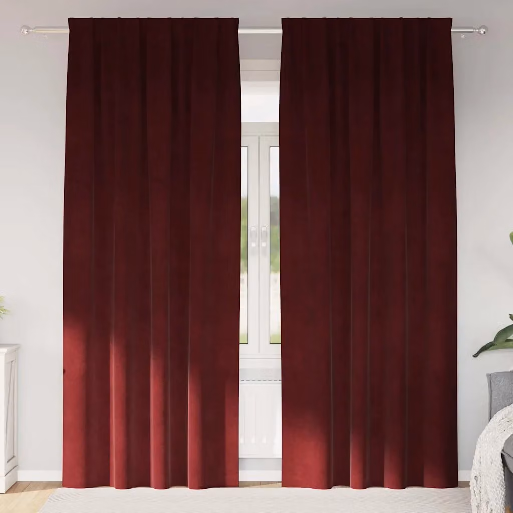 Set di 2 tende oscuranti vidaXL in velluto rosso, L: 140 cm, H: 260 cm