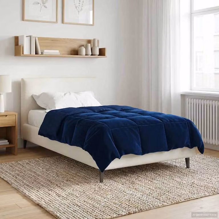 Piumone Completo Annuale 4 Stagioni vidaXL in Microfibra Blu, L 140 x L 220 cm