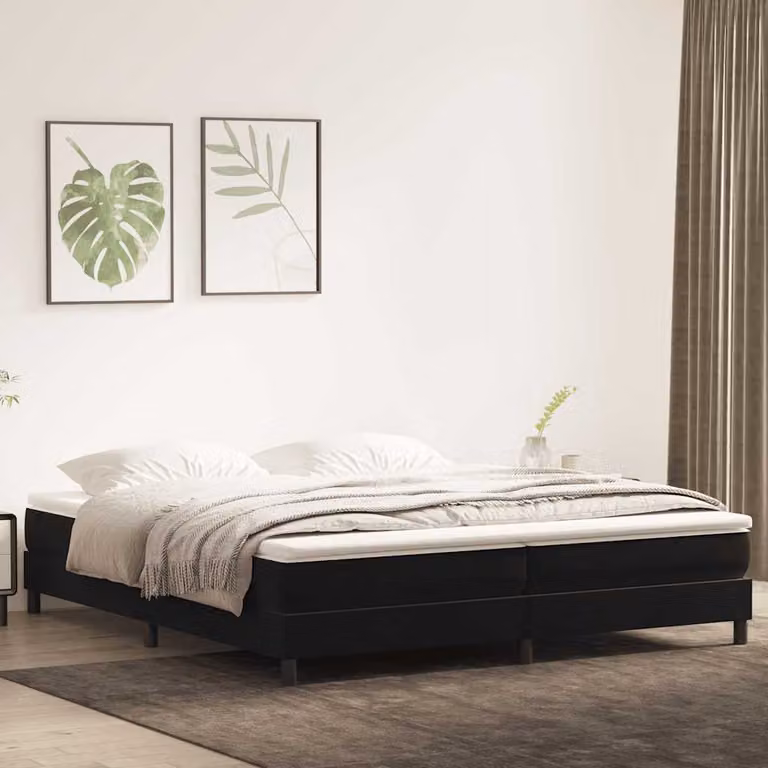Letto a molle vidaXL in velluto nero con struttura imbottita L: 200 cm, P: 220 cm