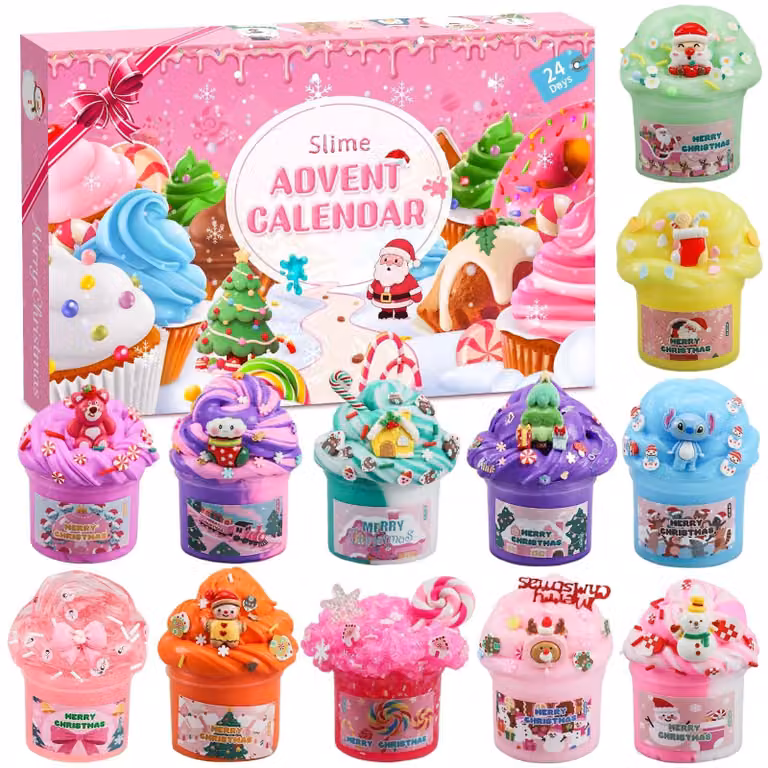 Calendario dell'Avvento con slime per bambini