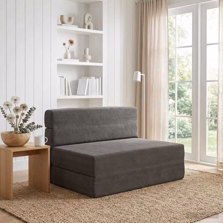 vidaXL Divano Letto Pieghevole Moderno in Tessuto Grigio L: 70 cm, P: 80 cm, H: 60 cm