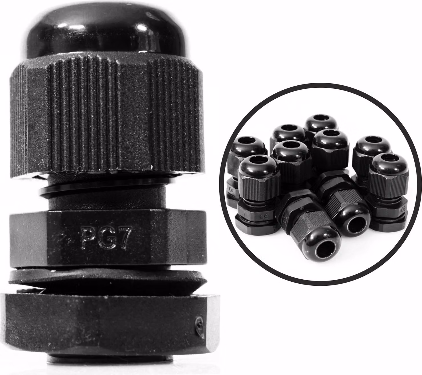 PG 07 x10 pressacavo con controdado 3,5-6 mm IP68 nero
