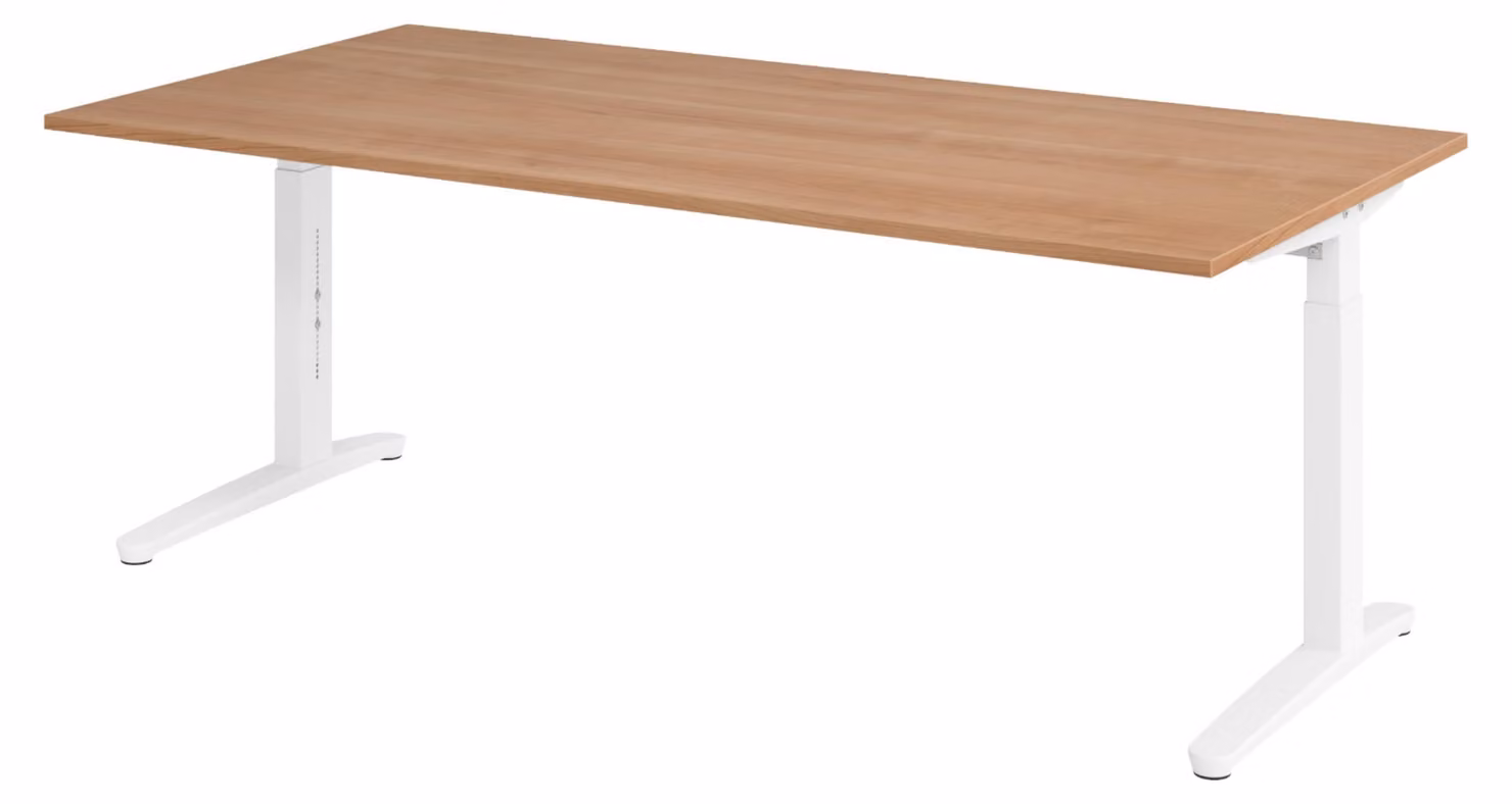 Scrivania bümö serie XB - Decorazione: noce, dimensioni: 200 x 100 cm, struttura: bianco
