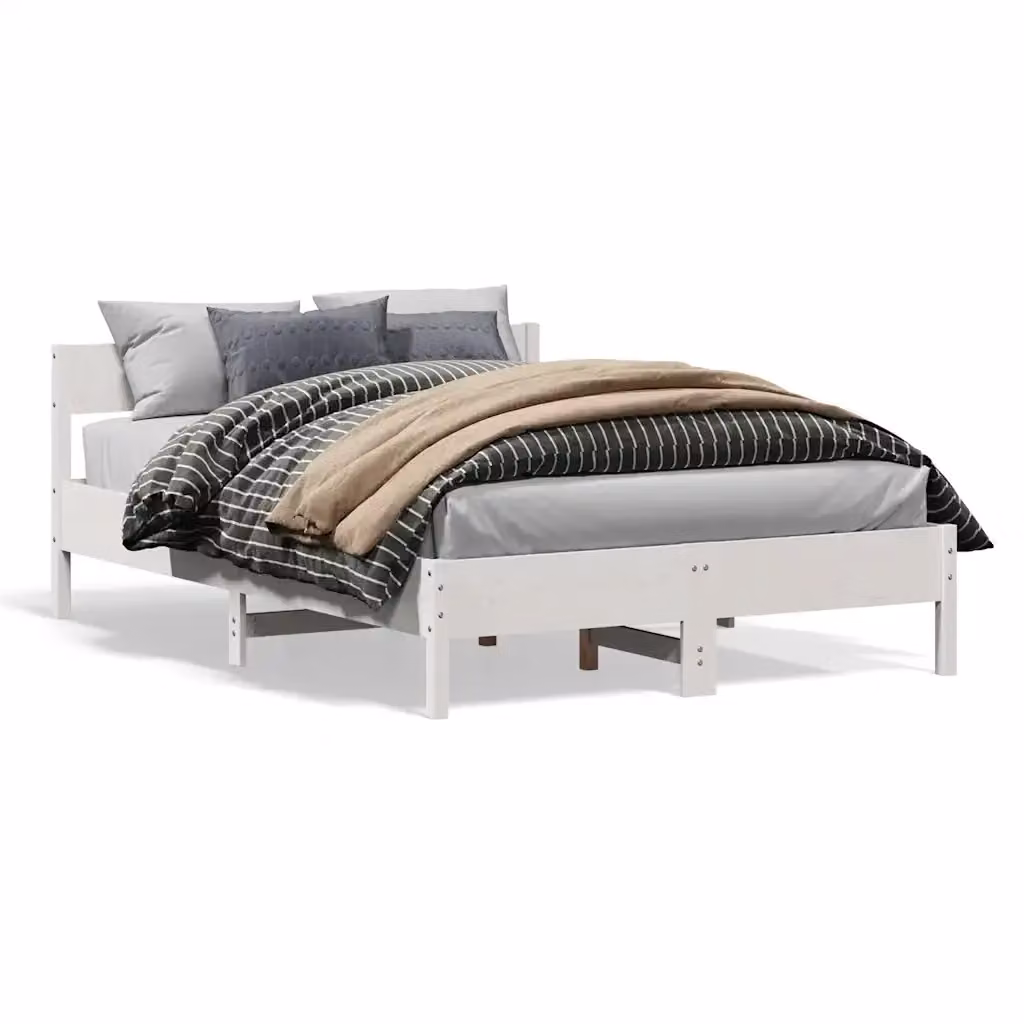 Letto senza materasso bianco in legno massello di pino vidaXL L/P/H: 145.5 x 140 x 205.5 cm – 2