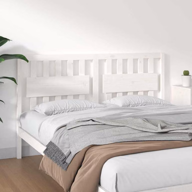 Testiera per letto vidaXL in legno massello di pino bianco, L 155,5 x P 4 x H 100 cm