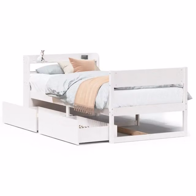 Letto singolo | Letto per adulti | Letto senza Materasso Bianco 75x190 in Legno Massello di Pino