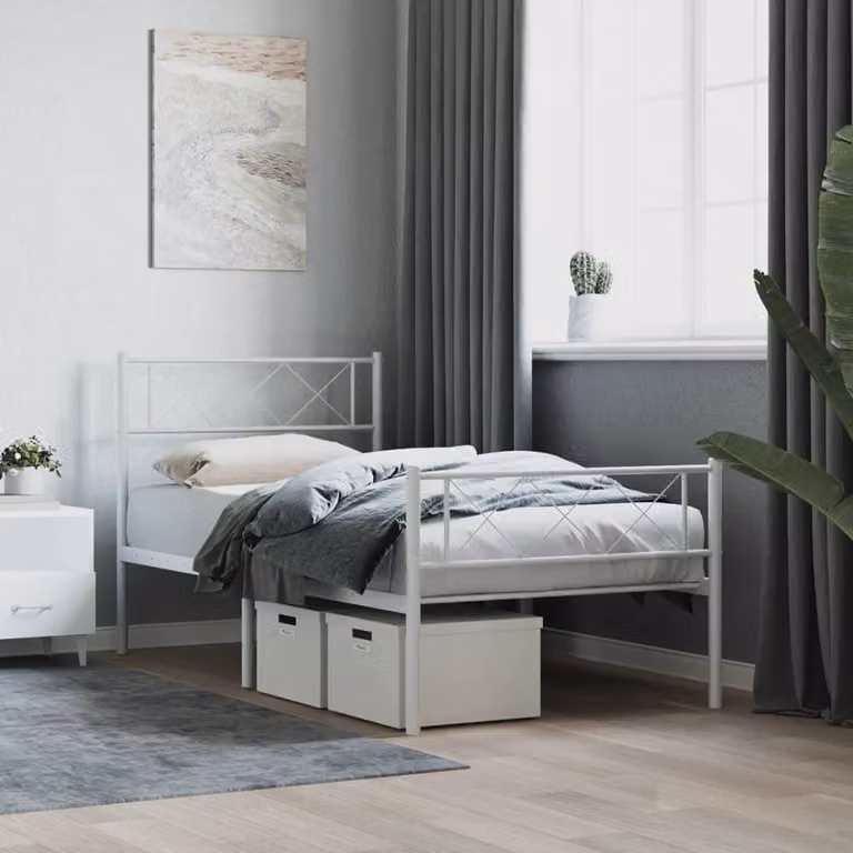 vidaXL Giroletto in metallo bianco con testiera e pediera L 80 cm x P 200 cm