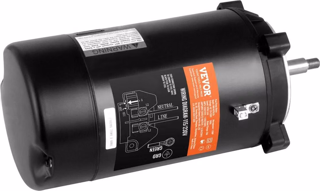 Motore per pompa piscina 1 HP 115/230 V 9,8/4,9 A 56 J 3450 giri/min Condensatore 90 μF/250 V