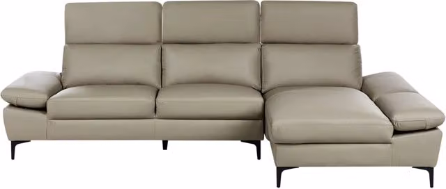 Divano angolare moderno BELIANI in pelle beige con poggiatesta regolabile e lato sinistro per 4 persone L: 283 cm, P: 173 cm, H: 100 cm – 1