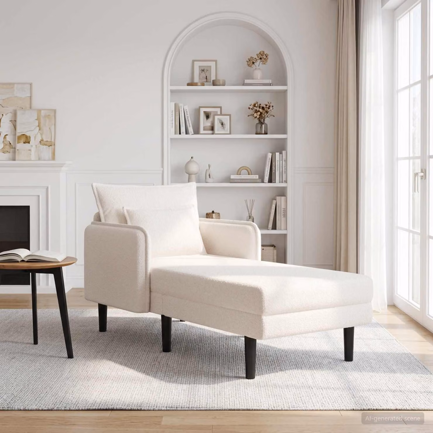vidaXL Chaise longue oversize moderna in tessuto bouclé beige con cuscini inclusi L: 173 cm, P: 84 cm, H: 86 cm