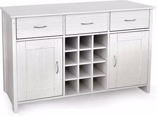 MOBILE IN LEGNO CON 3 CASSETTI E 2 SPORTELLI 124X40X80 CM COLORE BIANCO LEGNO