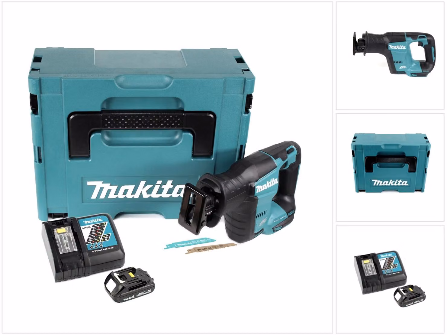 Sega circolare a batteria Makita DJR 188 RY1J 18 V Sega circolare senza spazzole in Makpac + 1x batteria 1,5 Ah + caricabatterie