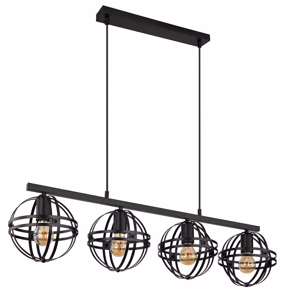 Lampada a sospensione, metallo, 4 luci, design a griglia, altezza 120 cm
