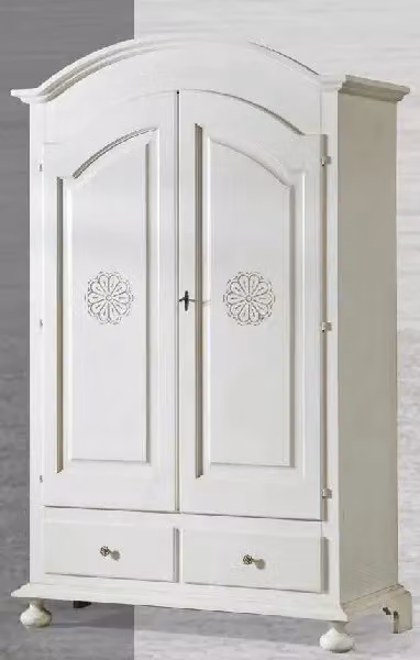 Armadio classico a 2 ante con cassetti integrati Mobili 2G in legno bianco opaco L: 125 cm, P: 61 cm, H: 200 cm – 2