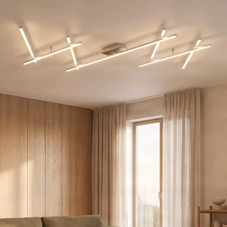 Plafoniera a LED Kerem Lindby, dimmerabile, Alluminio / Grigio / Zincato, Soggiorno / Sala da pranzo, Metallo, Moderno, Plafoniera LED