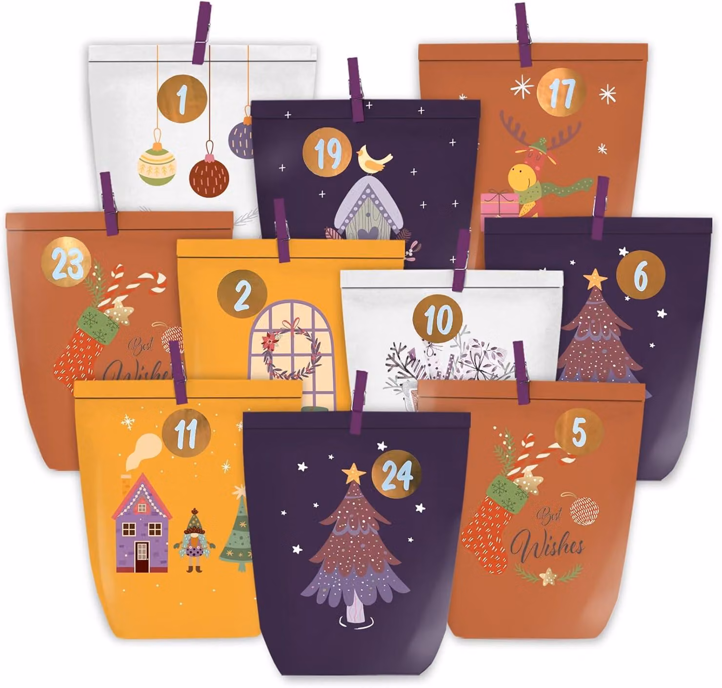 Calendario dell'Avvento da riempire - 24 calendari di Natale fai-da-te - Sacchetti regalo da realizzare