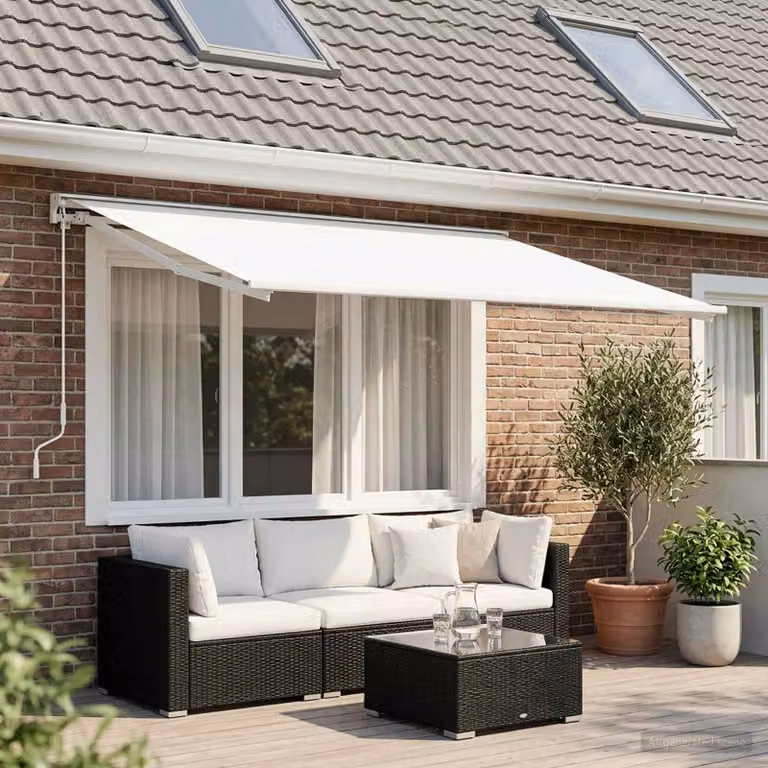 Telo di ricambio per tenda da sole vidaXL in poliestere bianco L: 380 cm, H: 295 cm