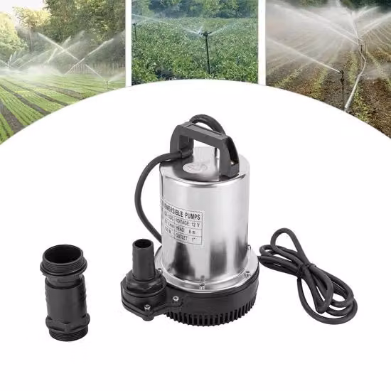 Pompa sommersa per acqua pulita e sporca Eszenzics™ in acciaio inossidabile color argento, 12V 160W, 50 L/min