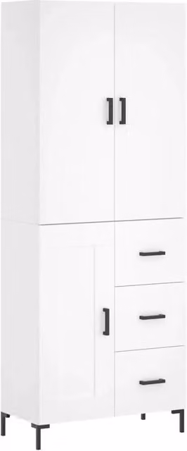 Credenza | Madia | Buffet da pranzo | Armadio da pranzo Bianca 69,5x34x180 cm in Legno Multistrato