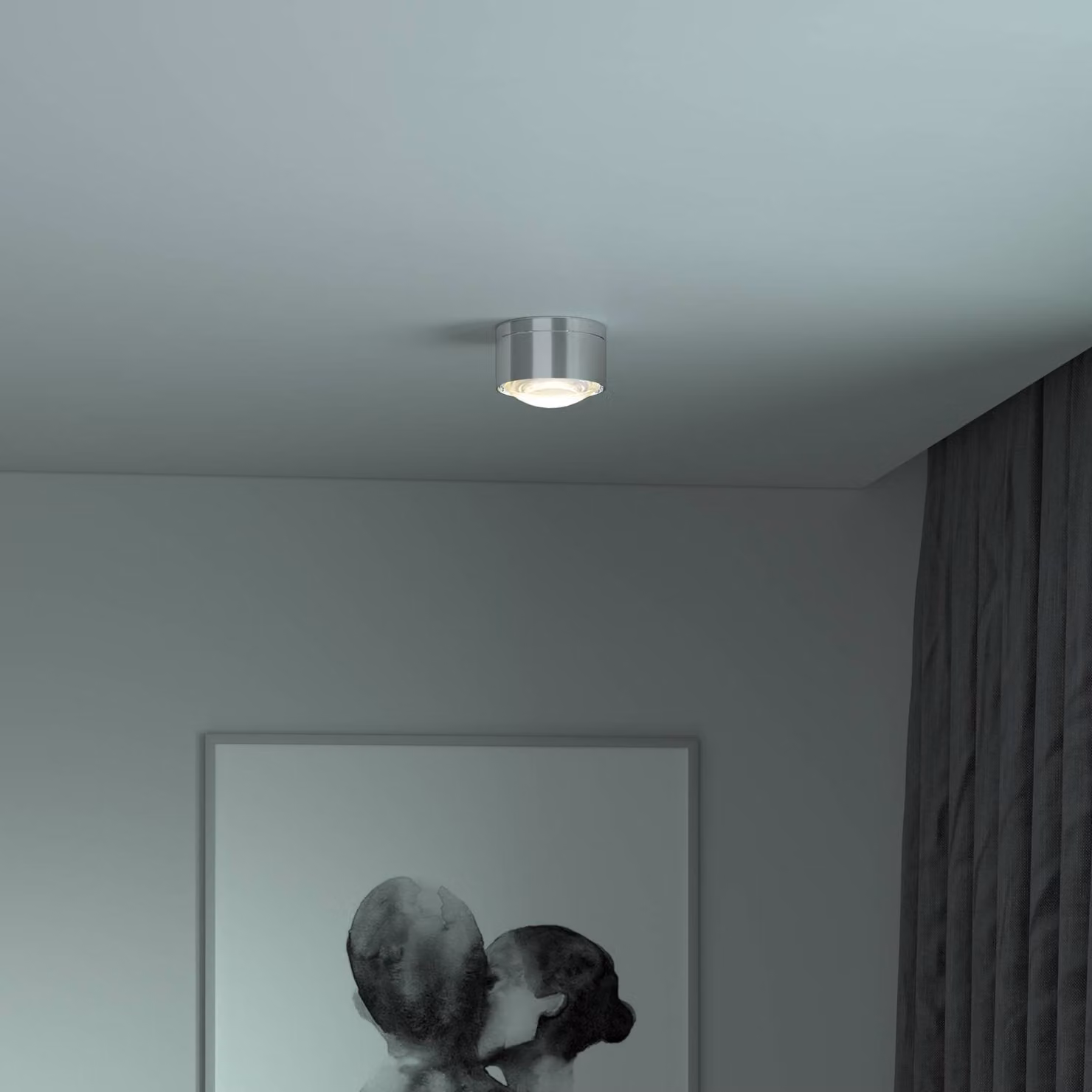 Top Light Puk! 120 One spot LED soffitto lente, cromo One, dimmerabile, Cromo / Argento, Soggiorno / Sala da pranzo, Alluminio, Moderno