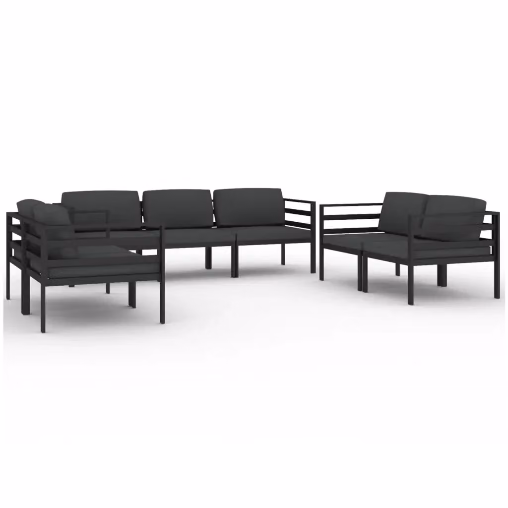 vidaXL Set di Divani da Giardino 7 pz a Forma di L in Alluminio Antracite con Cuscini – 2