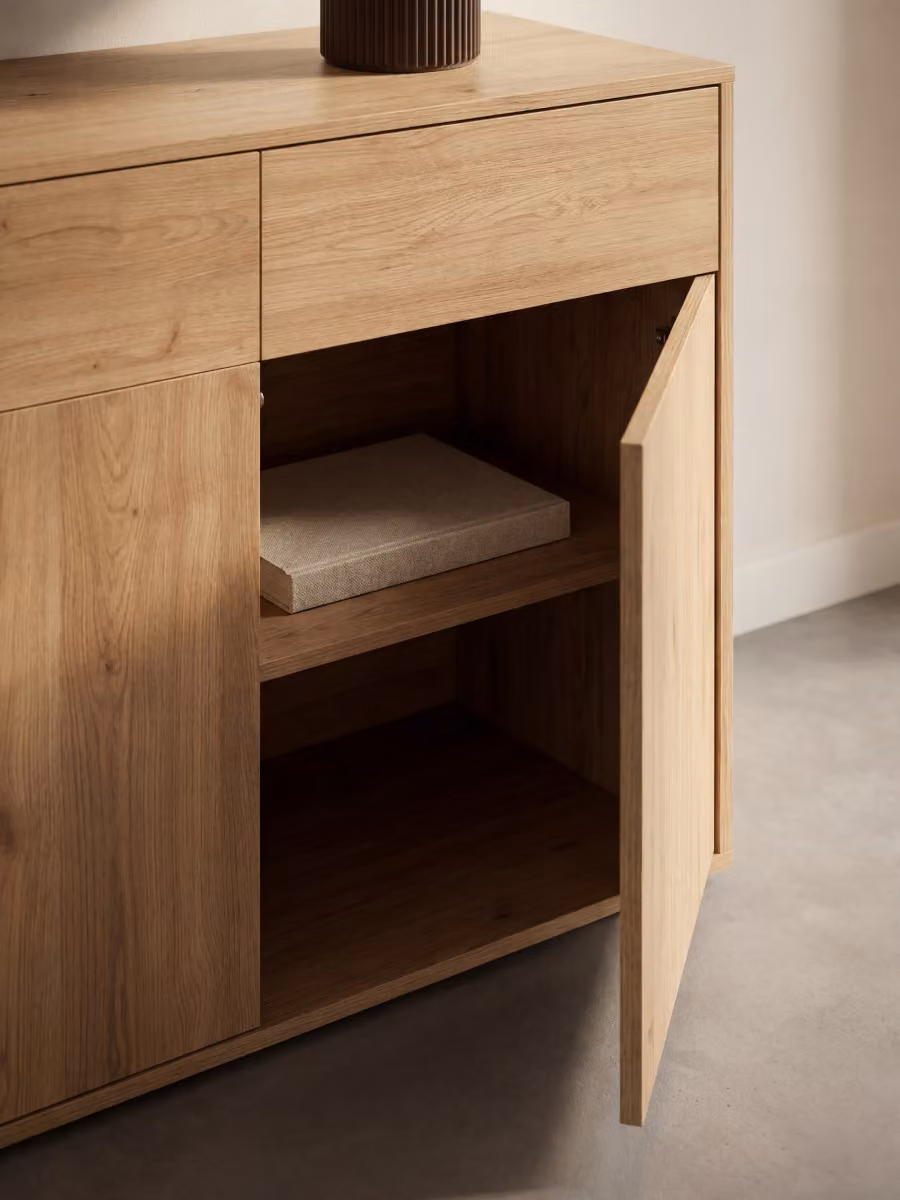 Credenza stretta Hegas Kenay Home colore naturale e marrone – 2