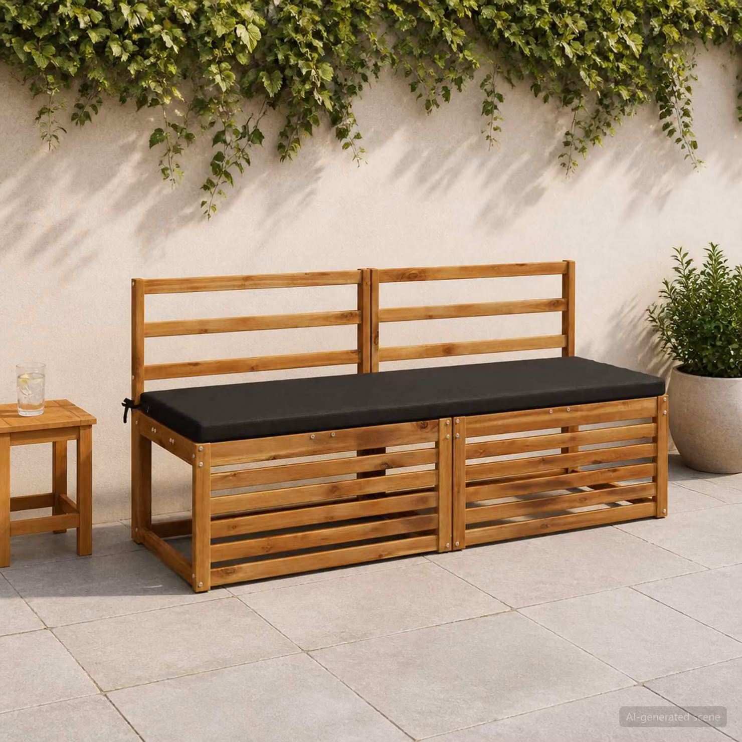 Cuscino per panchina vidaXL SOEST in poliestere nero L 140 cm x P 50 cm x H 5 cm