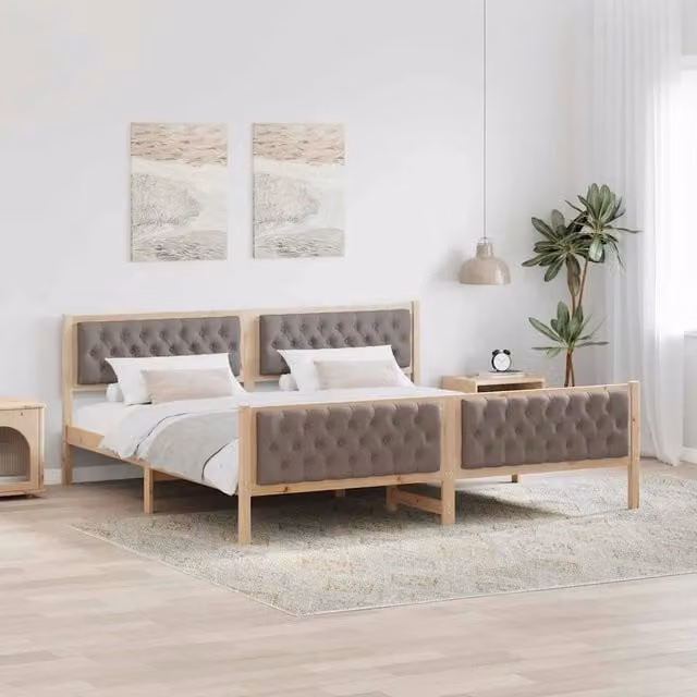 Struttura letto Talpa vidaXL in pino massello con doghe fisse, L/P/H: 200 x 200 x 85,5 cm, disponibile in beige o grigio – 1