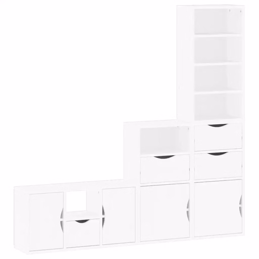 Set di 4 pezzi Mobile TV con Contenitore ODDA vidaXL in Legno di Pino Bianco Moderno – 2