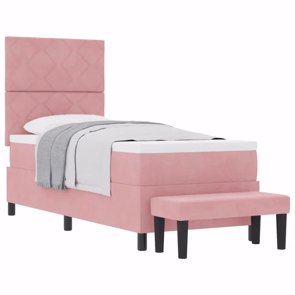 vidaXL Letto a molle con testiera in velluto rosa L: 200 cm, P: 80 cm, H: 128 cm – 2